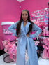 LIGHT BLUE, leather imitation trench "POWER" FL08